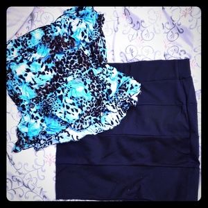 Strapless shirt and skirt